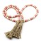 Wood Beads Garland with Tassels Farmhouse Rustic Wooden Prayer Bead String Wall Hanging Accent for Home Festival Decor. Pink Mix Distressed